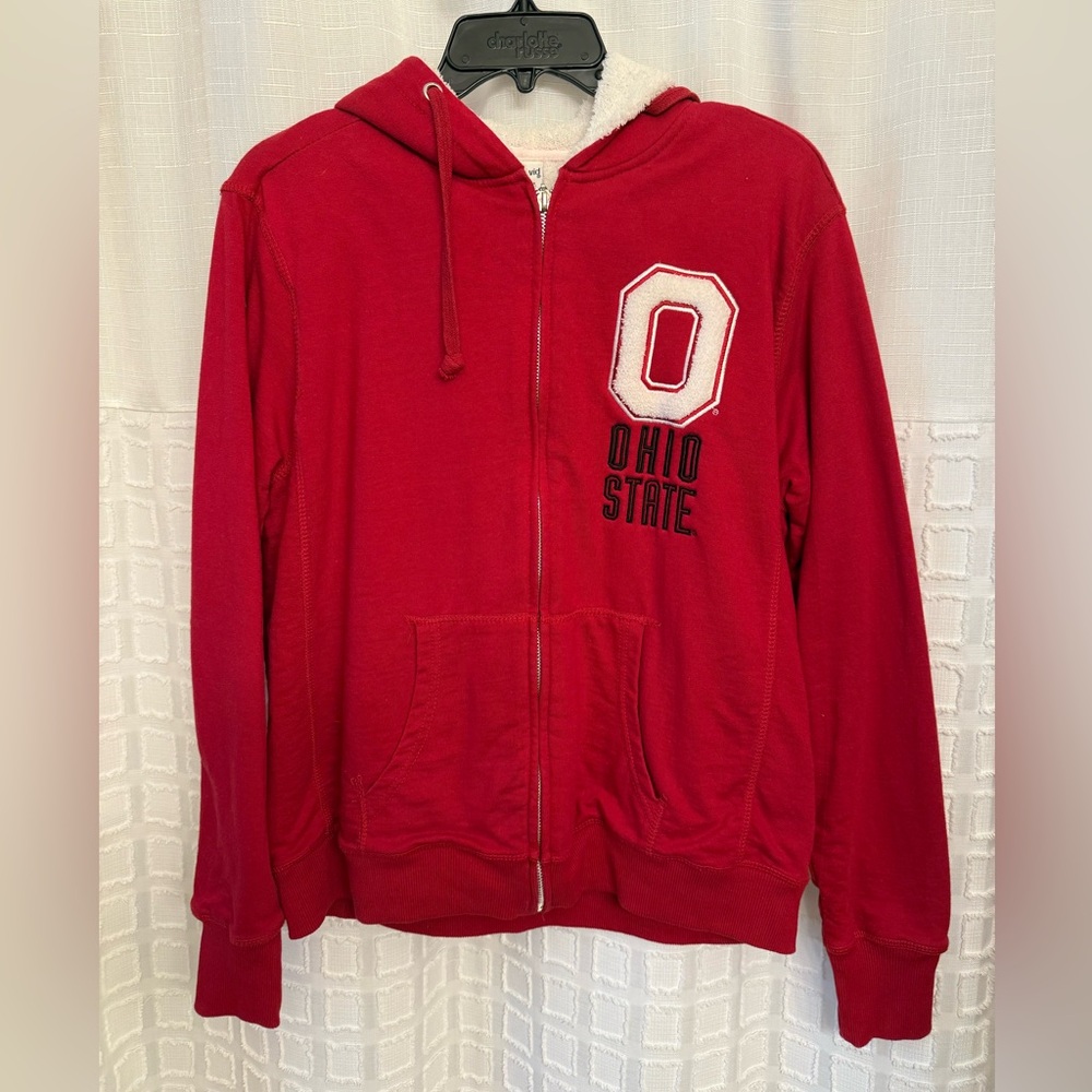 Ohio State University Red Zip-Up Fleece Lined Hoodie